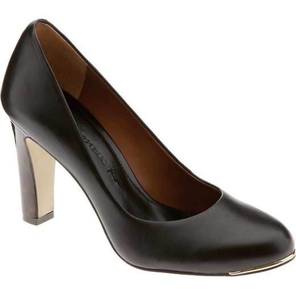 Worn 1x! Banana Republic black leather pump high chunky heel shoes (size 10)